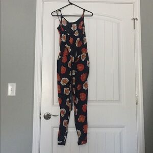 LOFT Navy Floral Jumpsuit